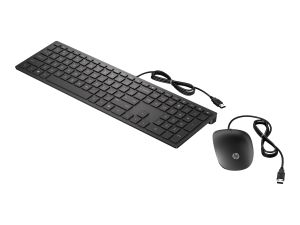 HP Pavilion 400 - keyboard and mouse set - UK - cheddar black