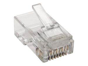 Tripp Lite Cat6 RJ45 Modular Plug for Round Stranded UTP Conductor 4-Pair, 100 Pack - network connector - clear